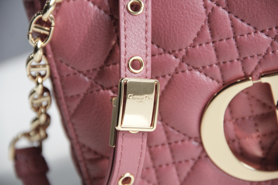 Small Dior Caro Bag Cherry Pink Supple Cannage Calfskin